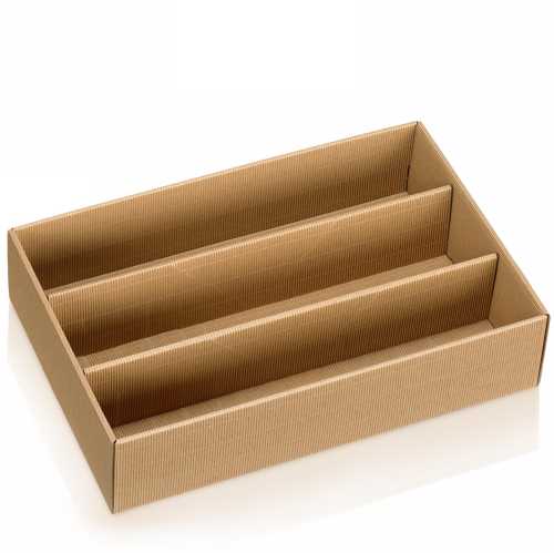 [1171068] Wijndoos Modern Naturel Rib 38x25x9cm 3 fles 25stuks