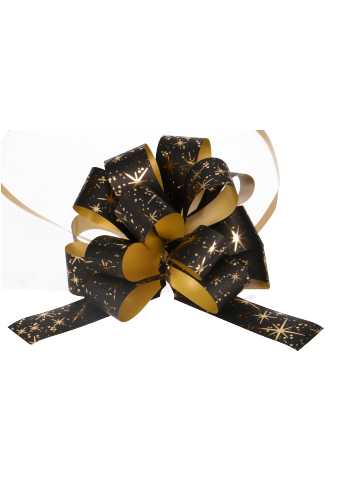 [K1420269] Kerst Trek Strikken Zwart Mat Met Gouden Sterren Regen 20mm R95mm 30st