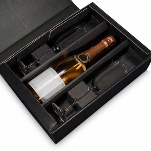 [1171039] Wijndoos Modern Zwart 36x25x9cm 25st & 2x Glasinlay Zwart 50stuks