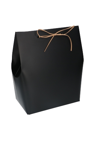 [K1070873] Kadozakjes Borgo Mat Zwart Met Plakstrip & Lint 18x11.5x24.5cm 10stuks