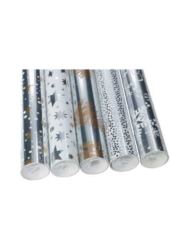 [K1470084] Kadopapier Consumentenrol Kerstmis Metallic Silver 70cmx1.5meter 50st