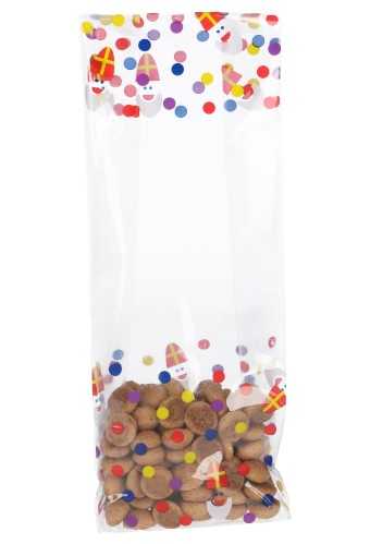[K1220171] Cellofaan Zakjes Met Blokbodem Sint & Strooigoed 10x6x28cm 100stuk