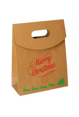 [K1330263] Geschenktasjes Mocona Kraft Merry Christmas 19x9x24.5cm 12stuks