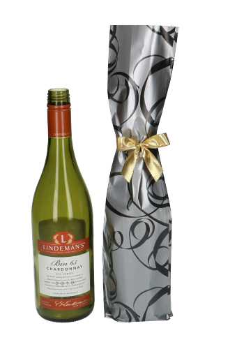 [K1170179] Wijnzak Geribbeld Kraft Krul Zilver & Zwart 8.5x42cm 50stuks