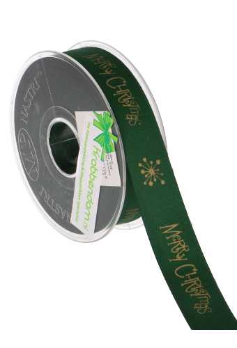 [K1390963] Kadolint Satijn Mat Merry Christmas Groen & Goud 25mm x 15meter