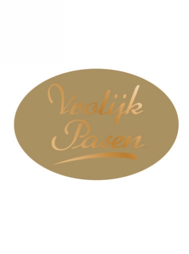 [K1210070] Etiketten Pasen Vrolijk Pasen Goud 3.7x2.5cm 500stuks