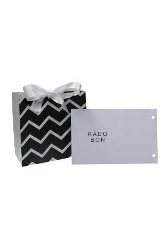 [K1020354] Cadeaubon + Kadozakje Black White Zig Zag & Lint 10.5x2.8x16cm 10stuks