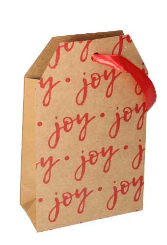 [K1110699] Geschenktasjes Carta Regalo Kraft Joy Red 14.5x6.5x24.5cm 12stuks