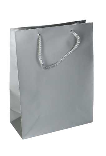 [K1110028] Kadotasjes Latina Mat Zilver Met Koord 22x10x29cm 12stuks