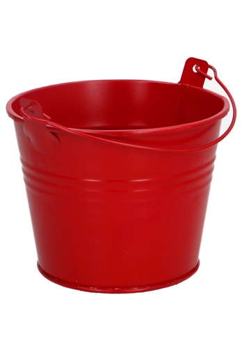 [K1150449] Blikken Emmertje Rood Rond  Met Hengsel r11.7x9cm 1stuks