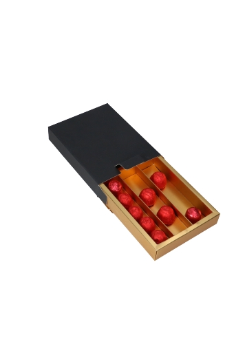 [K1360503] Bonbondoosje Porto Zwart & Bonbondoos Goud Mat 11.25x15x2.8cm 10stuks