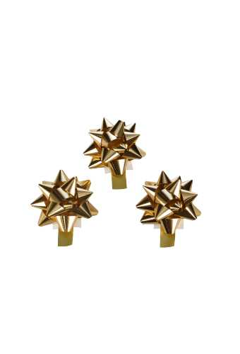 [K1370076] Strikje Bows R65mm 14mm Lint Metallic Goud Met Plakker 100stuks