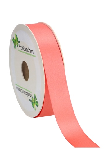 [K1300247] Satijn Dubbel Lint 25mm x 50 meter Aardbei IJs