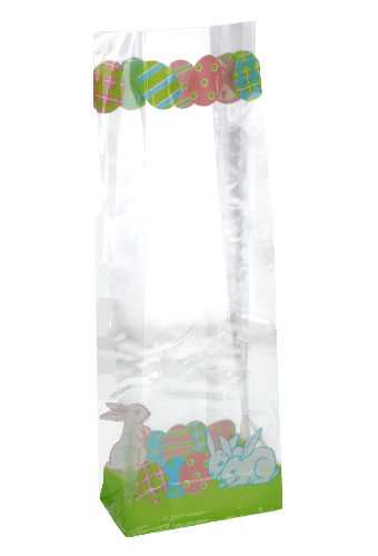 [K1240214] Cellofaan Blokbodemzakjes Paas Eitjes & Haas 10x6x30cm 50stuks