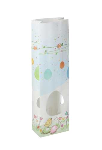 [K1240216] Cellofaan Blokbodemzakjes Venster Eitjes & Gele Kuiken 10x6x30cm 50st