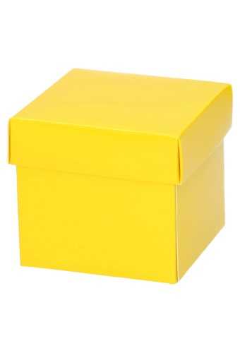 [K1360267] Kubus Kadodoosjes & Deksel Glans Geel KrabBon 9x9x8.5cm 375gr 25stuks