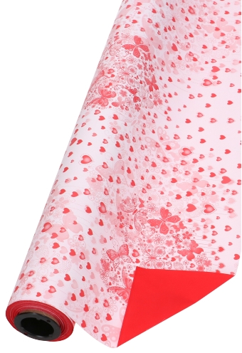 [K1080112] Kadofolie Dubbelzijdig Rood & Love Wit Mat & Hartjes 70cm x 50meter