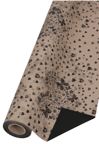 [K1080111] 2 HALEN & 1 BETALEN Kadofolie Dubbelzijdig Zwart Mat Hartjes 70cmx 50m