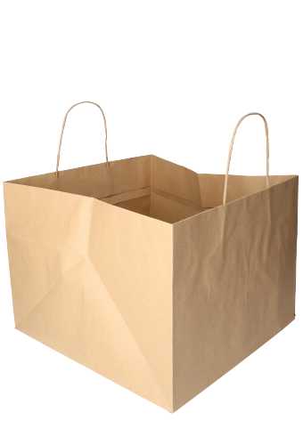 [K1120255] Papieren Draagtas Kassel Met Handvat Bio Kraft 34x34x25cm 15stuks