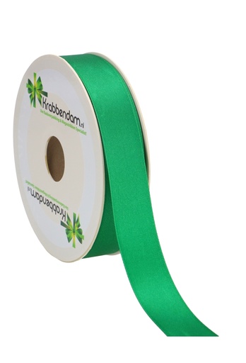 [K1300243] Satijn Dubbel Lint 25mm x 50 meter Middel Groen