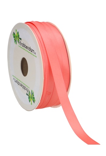 [K1300249] Satijn Dubbel Lint 12mm x 100 meter Aardbei IJs