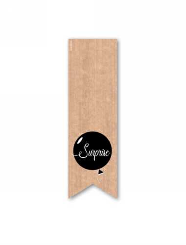[K1210190] Langwerpig Sluitzegel Feest Surprise Kraft 3.5 x 11.5cm 200stuks