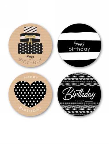 [K1210197] Luxe Etiketten Feest Happy Birthday 4cm 4x 125stuks