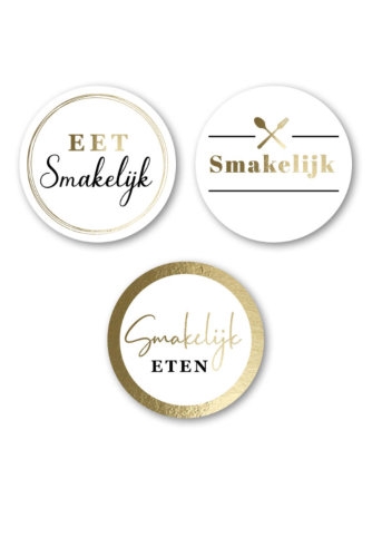 [K1210207] Luxe Etiketten Everyday Eet Smakelijk Metallic Goud 4cm 3x 100stuks