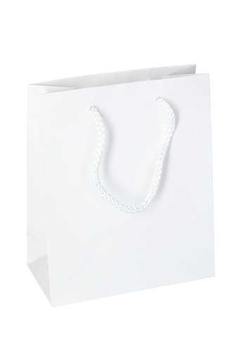 [K1110067] Kadotasjes Latina Mat Wit Met Koord 16x8x19cm 12stuks