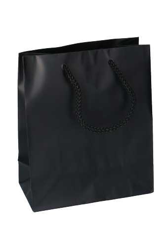 [K1110068] Kadotasjes Latina Mat Zwart Met Koord 16x8x19cm 12stuks