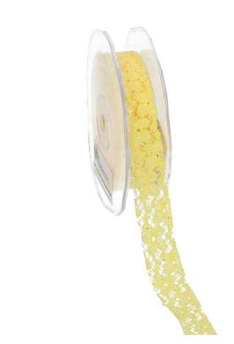 [K1390223] AKTIE Luxe Kadolint Gehaakt Kant Geel Met Glitter 21mm x 10 meter