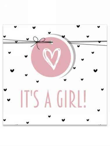 [K1020369] Kadobon It s a Girl + Envelop 12x12cm 12stuks