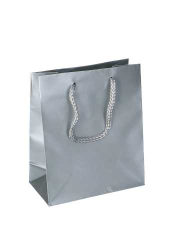 [K1110027] Kadotasjes Latina Mat Zilver Met Koord 16x8x19cm 12stuks