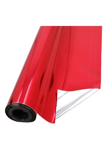 [K1080002] Cadeaufolie Metallic Rood & Zilver 70cm x 50meter 30 mic