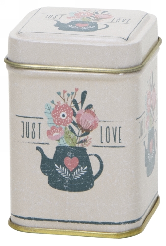 [1150227] Blikken Just Love vierkant 25 gram 4.4x4.4x6.4cm 24stuks