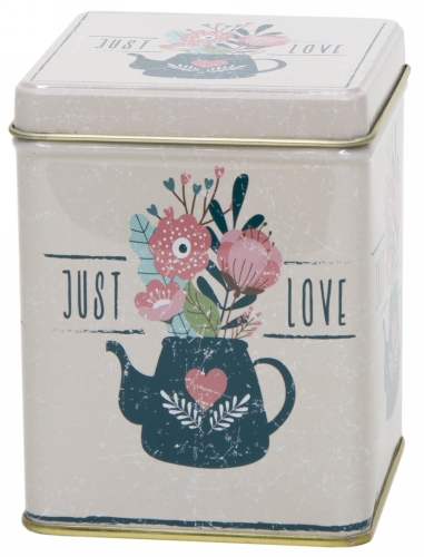 [1150238] Blikken Just Love 100gram 7.5x7.5x9.5cm 12stuks