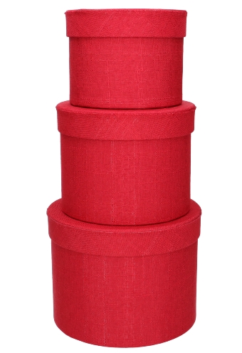 [K1271972] LUXE KANT & KLARE Flowerbox Latemar Canvas Rood Smal Rond Set van 3 st