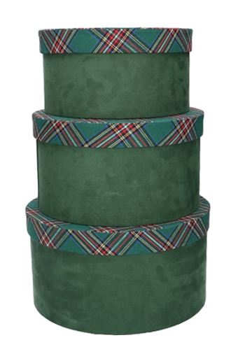 [K1271976] LUXE KANT & KLARE Flowerbox Latemar Schotse Ruit Groen Rond Set 3st