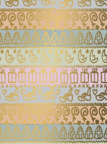 [1202076-50] Sintpapier Trendy Sint Symbols Pastel 50cm x 125meter OP IS OP