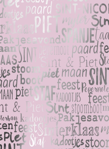 [1202080-50] Sintpapier Metaalpapier Sint Handlettering Pastel Roze 50cm x 125meter