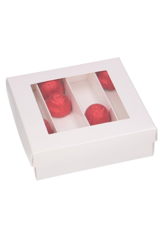 [K1360510] Bonbondoosjes & Deksel Zurich Wit Glans 16 bonbons 13x13x2.2cm 9stuks