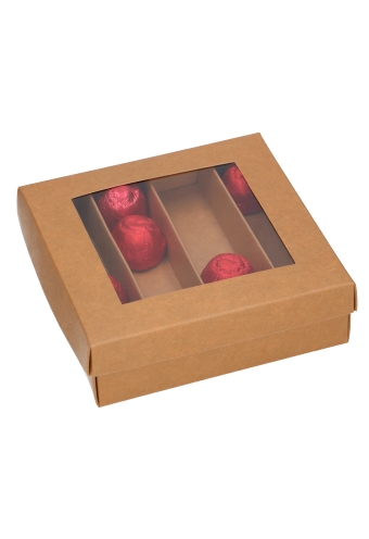 [K1360514] Bonbondoosjes & Deksel Zurich Kraft 16 bonbons 13x13x2.2cm 9stuks