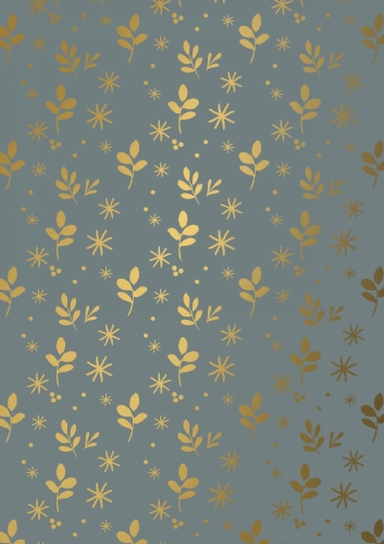 [1051152-50K] Kerstpapier Stars And Leaves Grijs & Goud 50 cm x  200meter OP IS OP