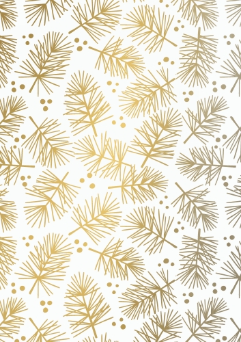 [1051164-30K] Kerstpapier Pine Goud 30 cm x  200meter