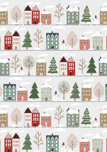 [1051175-50] Kerstpapier Houses 50 cm x  200meter
