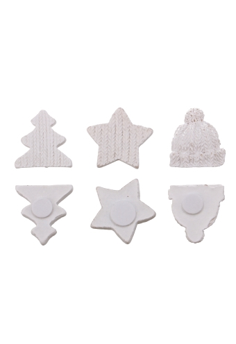 [K1340191] Decoratie Kerstboom & Ster & Muts Wit & Plakker 25mm 100stuks