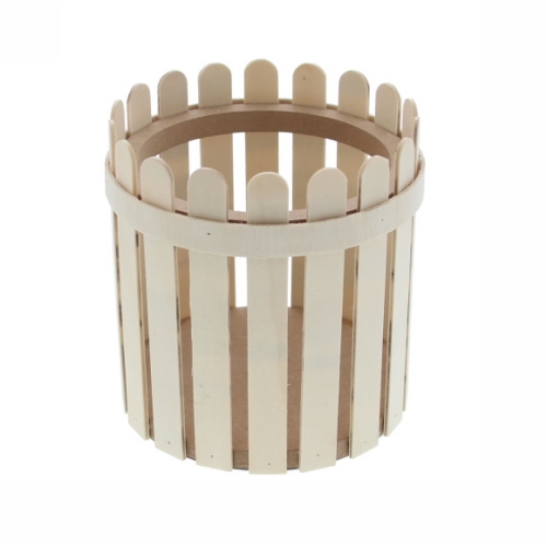 [177007] Geschenkverpakking Hekwerk rond bakje naturel 12x12x12.5cm 30stuks