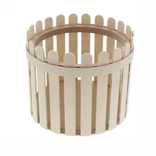 [177008] Geschenkverpakking Hekwerk rond bakje naturel 15x15x12.5cm 24stuks