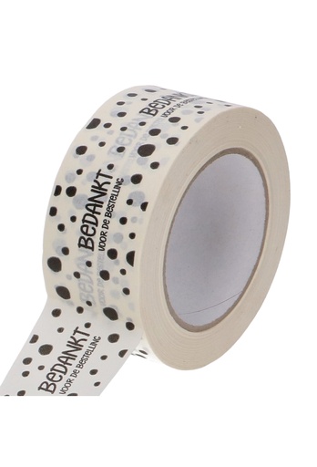 [K1030046] Bedrukt Papier Tape Creme Wit Bedankt Voor De Bestelling 50mmx66m  1st
