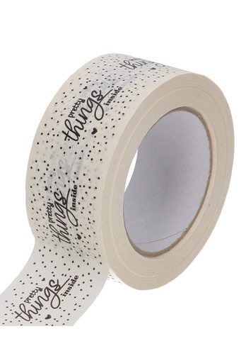 [K1030047] Bedrukt Papier Tape Creme Pretty Things Inside 50mm x 66 meter  1stuks